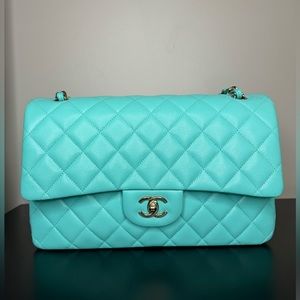 Chanel Classic Jumbo Caviar 2024 Brand New, No Blemishes, Tiffany Blue-ish color